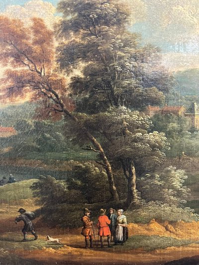 Anonymous, 18th century, a) b) "Landscape with Figures"