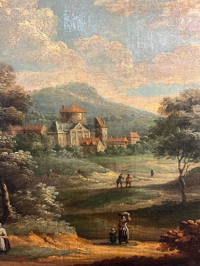 Anonymous, 18th century, a) b) "Landscape with Figures"