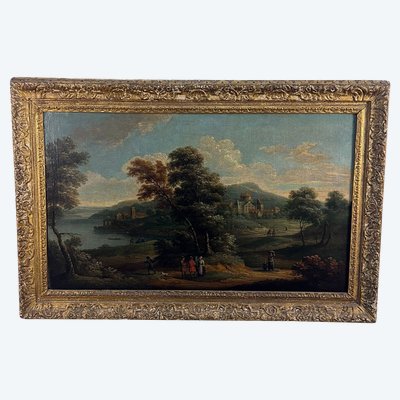 Anonymous, 18th century, a) b) "Landscape with Figures"