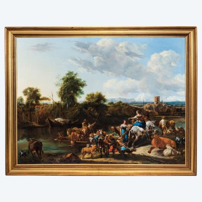 Nicolas Berchem Les bergers traversant la rivière avec leurs troupeaux