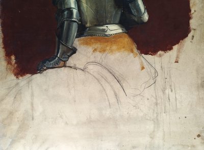 William Bouguereau studio di un cavaliere in armatura olio carboncino su carta XIX secolo