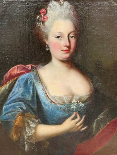 Portrait Of An Elegant Woman Oil On Canvas 18th century period