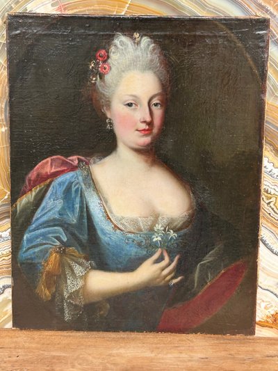 Portrait Of An Elegant Woman Oil On Canvas 18th century period