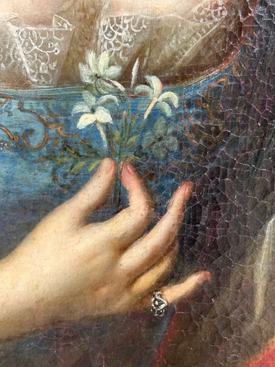 Portrait Of An Elegant Woman Oil On Canvas 18th century period