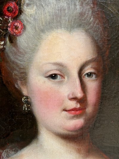 Portrait Of An Elegant Woman Oil On Canvas 18th century period