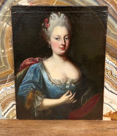 Portrait Of An Elegant Woman Oil On Canvas 18th century period