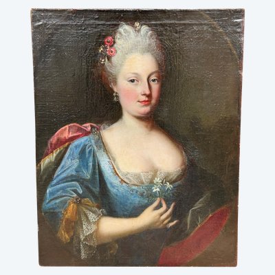 Portrait Of An Elegant Woman Oil On Canvas 18th century period