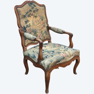 Poltrona in faggio intagliato e modanato di epoca Regency Luigi XV - XVIII secolo