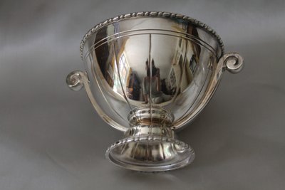 Bol et coupe à caviar en métal argenté  Art Déco époque 20ème
