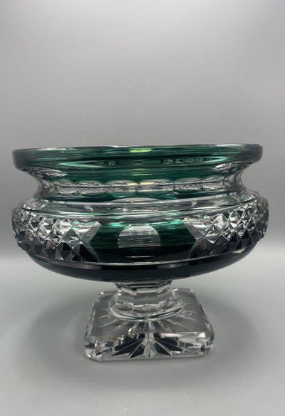 Milieu de table emmeraude cristal Val Saint Lambert