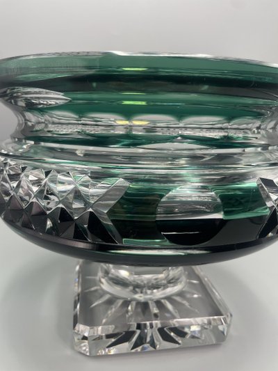 Milieu de table emmeraude cristal Val Saint Lambert