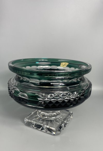 Milieu de table emmeraude cristal Val Saint Lambert