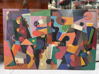 Jozef Popczyk Abstract Cubist composition Circa 1930 Oil on canvas