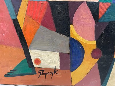 Jozef Popczyk Abstract Cubist composition Circa 1930 Oil on canvas