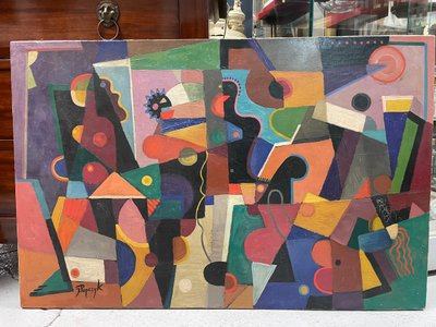 Jozef Popczyk Abstract Cubist composition Circa 1930 Oil on canvas