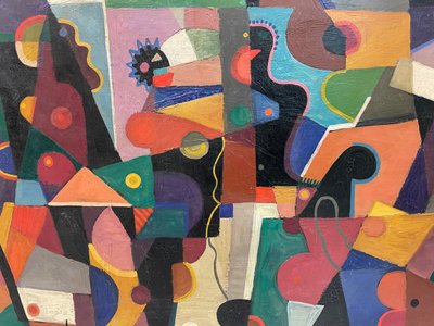 Jozef Popczyk Abstract Cubist composition Circa 1930 Oil on canvas