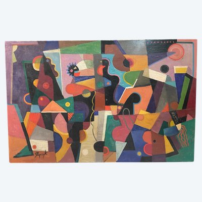 Jozef Popczyk Abstract Cubist composition Circa 1930 Oil on canvas