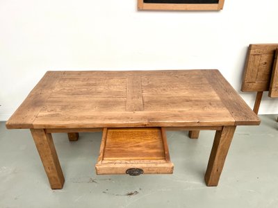 Solid oak extensible table - France, 1950s