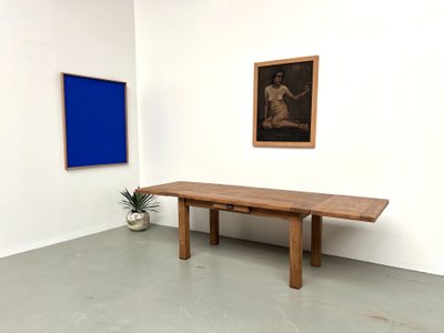Solid oak extensible table - France, 1950s