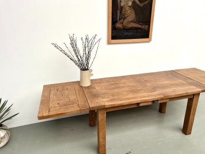Solid oak extensible table - France, 1950s