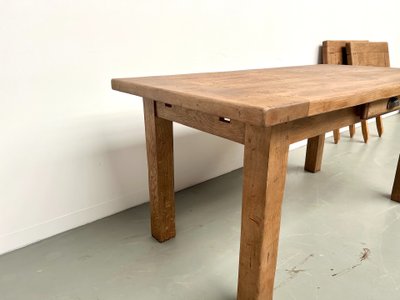 Solid oak extensible table - France, 1950s