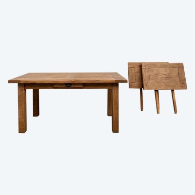 Solid oak extensible table - France, 1950s