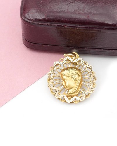 Medaglia di battesimo Vergine Maria in oro 18 carati, medaglia di comunione in oro bapteme, communiante