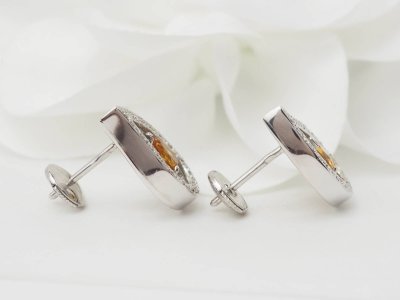 Ohrringe aus Weißgold, Citrin und Diamanten