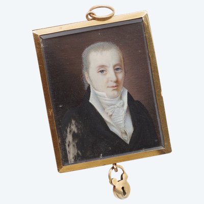 Pendente del Direttorio o del Consolato in oro 18 ct dell'inizio del 19ᵉ secolo, gioiello sentimentale, ritratto