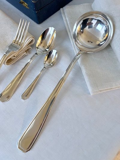 Ménagère Art Déco En Métal Argenté - Couverts De Table Coffret
