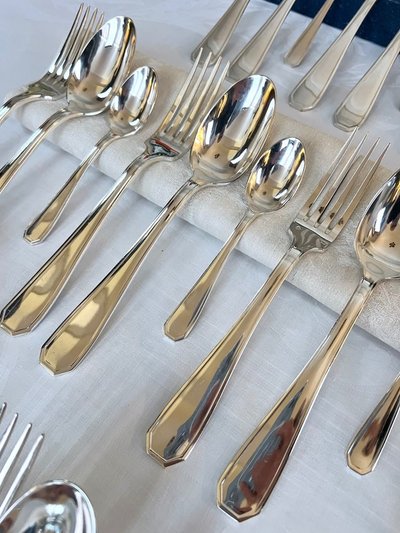 Ménagère Art Déco En Métal Argenté - Couverts De Table Coffret
