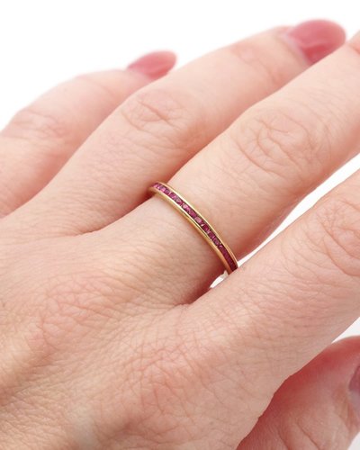 Anello nuziale con rubino americano in oro 18 carati, anelli nuziali di pregio, anelli di fidanzamento e matrimonio, anelli nuziali vintage