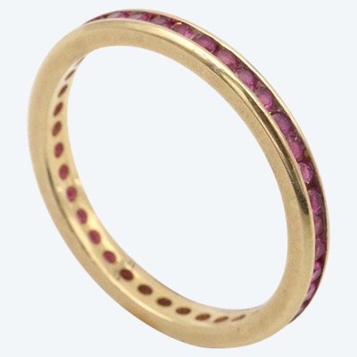 Anello nuziale con rubino americano in oro 18 carati, anelli nuziali di pregio, anelli di fidanzamento e matrimonio, anelli nuziali vintage