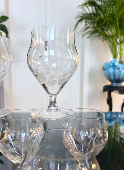 11 Art Deco Kristallgläser - Matt-Dekor - Glasservice Moderner Stil