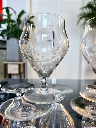 11 Art Deco Kristallgläser - Matt-Dekor - Glasservice Moderner Stil