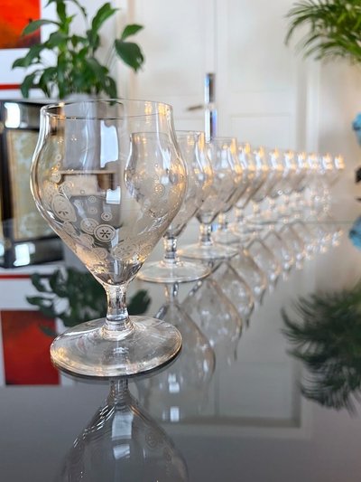 11 Art Deco Kristallgläser - Matt-Dekor - Glasservice Moderner Stil