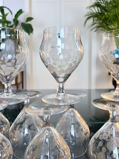 11 Art Deco Kristallgläser - Matt-Dekor - Glasservice Moderner Stil