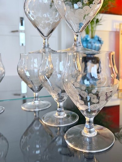 11 Art Deco Kristallgläser - Matt-Dekor - Glasservice Moderner Stil
