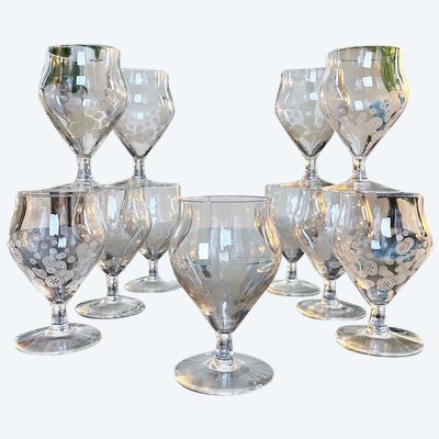 11 Art Deco Kristallgläser - Matt-Dekor - Glasservice Moderner Stil