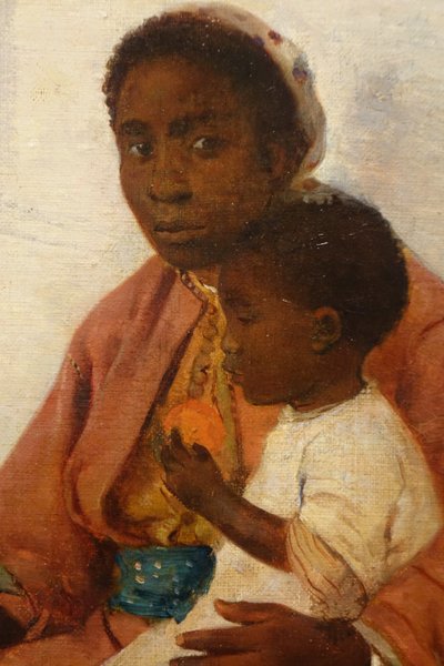 Giovane venditrice di verdure e il suo bambino , E.CHARLET, 1877?