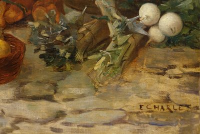 Giovane venditrice di verdure e il suo bambino , E.CHARLET, 1877?