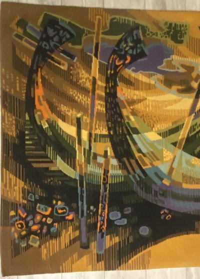 Robert DEBIEVE – Tapisserie d'Aubusson "Barques à Aveiro", XXe siècle