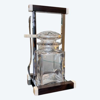 Art Deco modernist condiment server - Crystal and Macassar Ebony