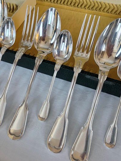 Set completo di 37 pezzi in metallo argentato - Posate - Set regalo