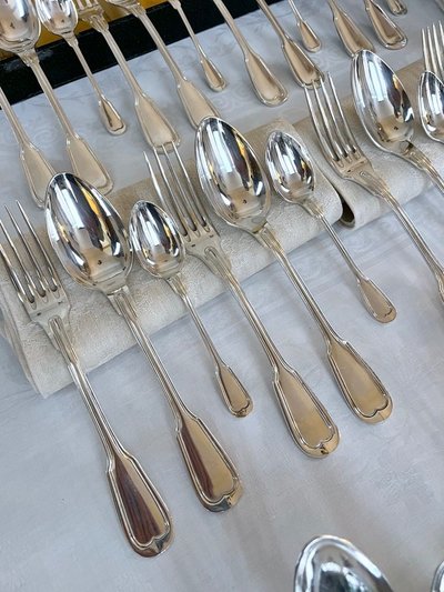Set completo di 37 pezzi in metallo argentato - Posate - Set regalo