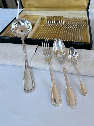 Set completo di 37 pezzi in metallo argentato - Posate - Set regalo