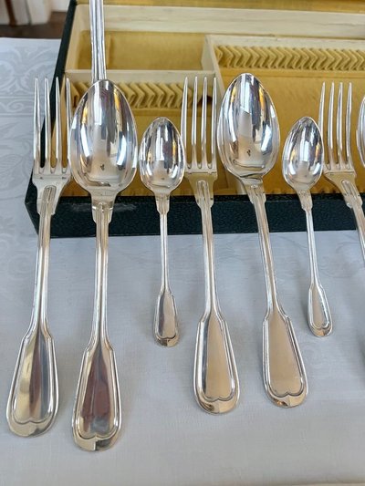 Set completo di 37 pezzi in metallo argentato - Posate - Set regalo