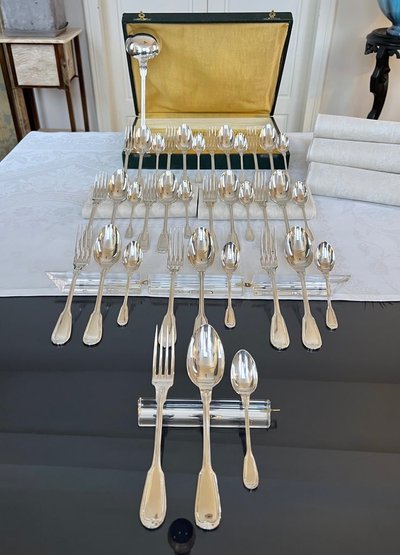 Set completo di 37 pezzi in metallo argentato - Posate - Set regalo