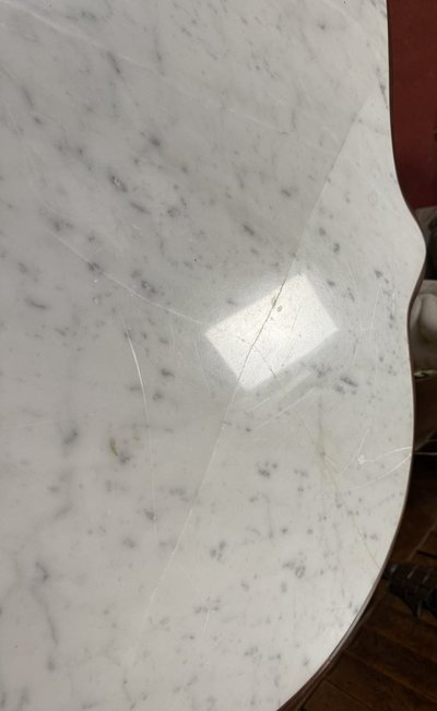 mahogany and white Carrara marble pedestal table Napoleon III period circa 1850