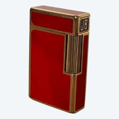 Feuerzeug Dupont aus rotem Lack Monogramm JB Paris made in France
